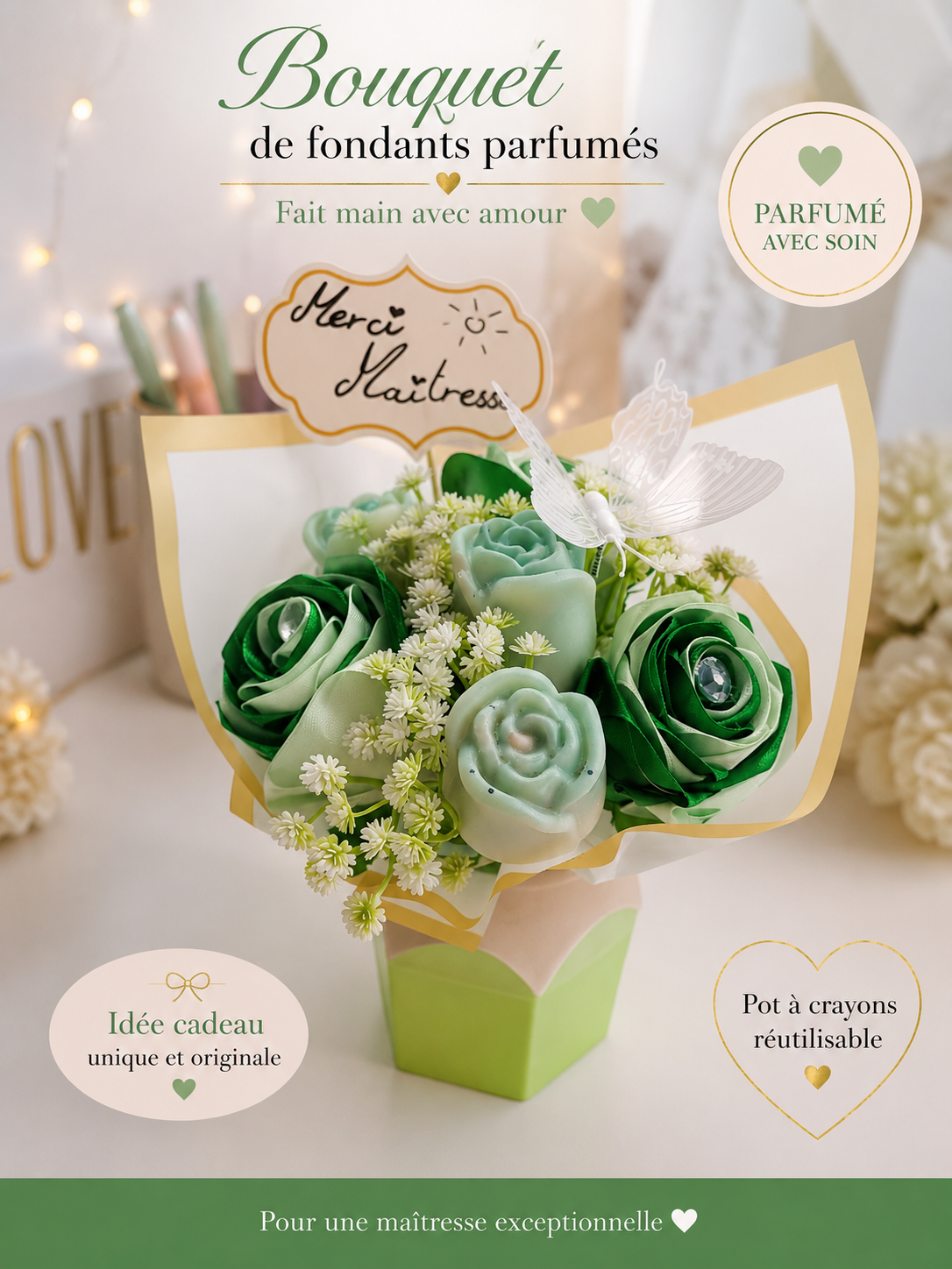 Bouquet + pot a crayon senteur fleur de lotus 🪷